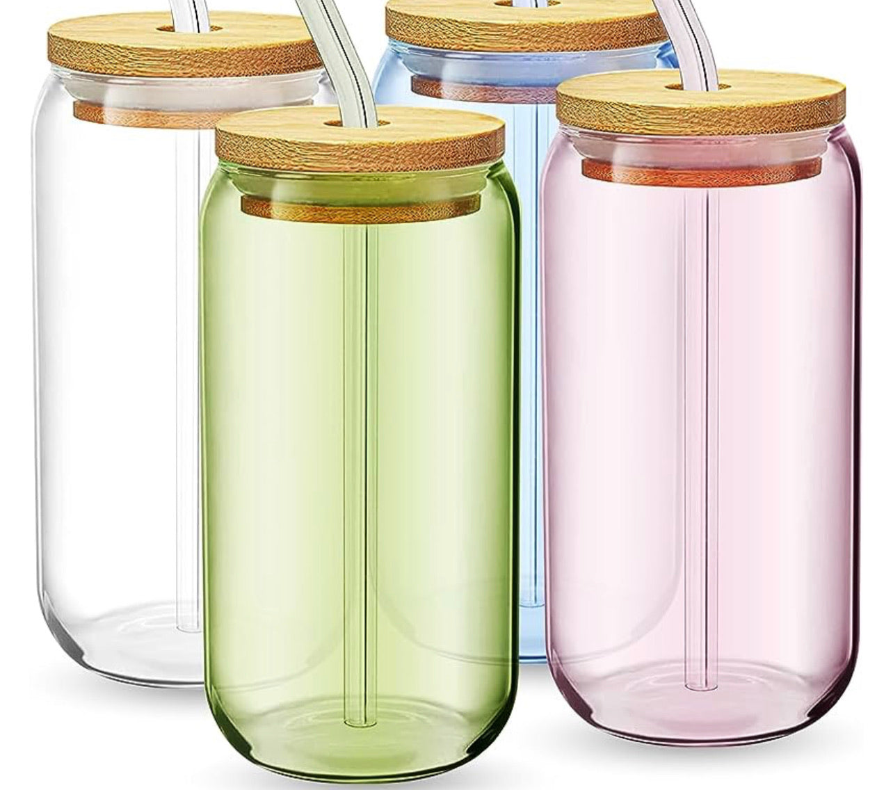 Drinking Glass with Bamboo Lids