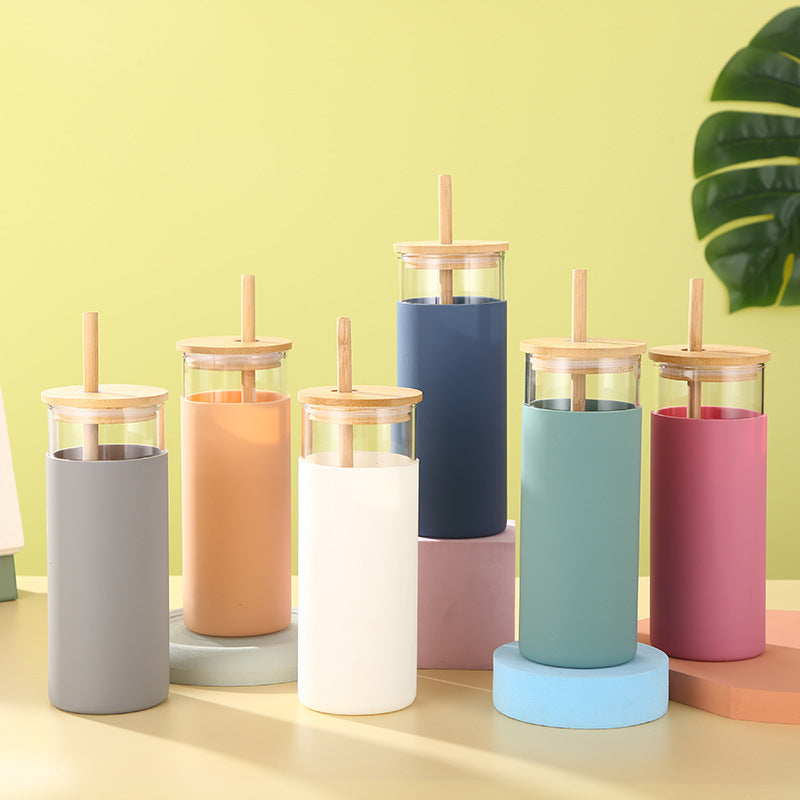 Bamboo Lid Glass High Borosilicate Creative