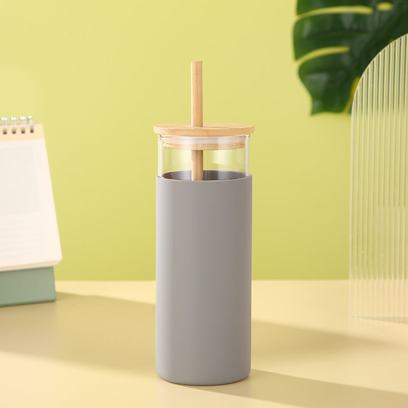 Bamboo Lid Glass High Borosilicate Creative