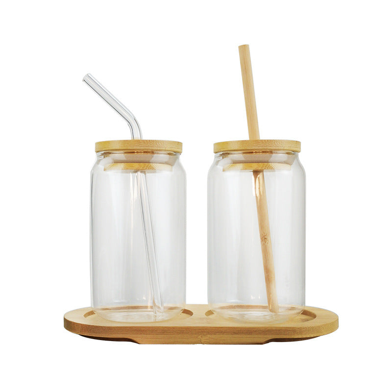 350ml Borosilicate Glass With Bamboo Lid and Straw