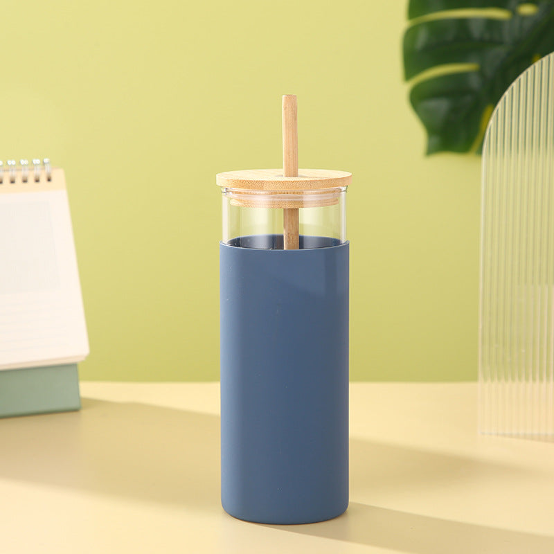 Bamboo Lid Glass High Borosilicate Creative