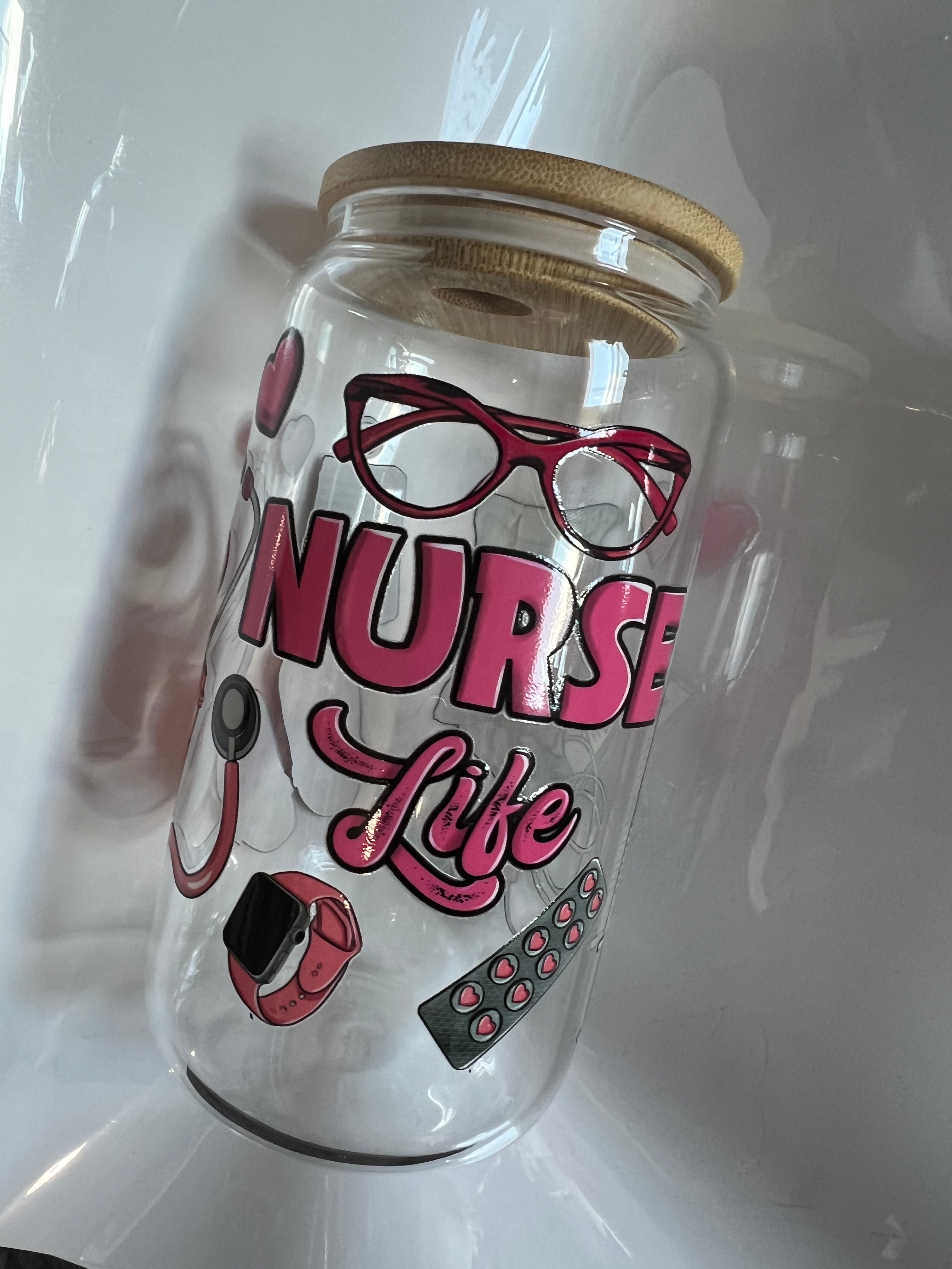 16 oz Nurse Life Glass cup