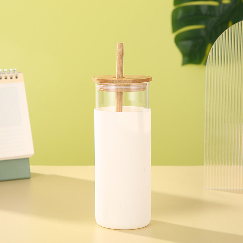 Bamboo Lid Glass High Borosilicate Creative