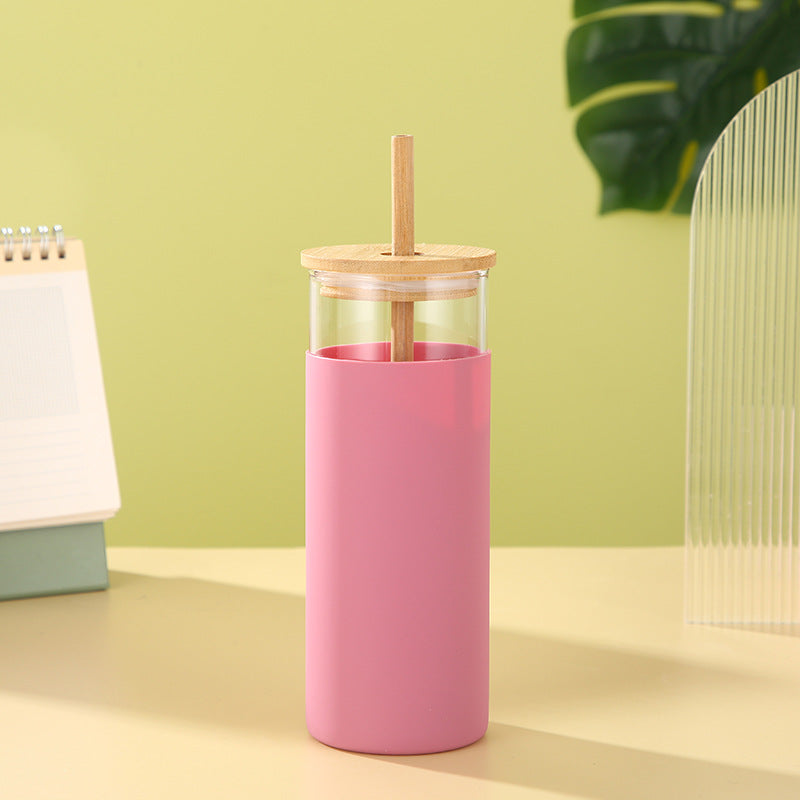 Bamboo Lid Glass High Borosilicate Creative