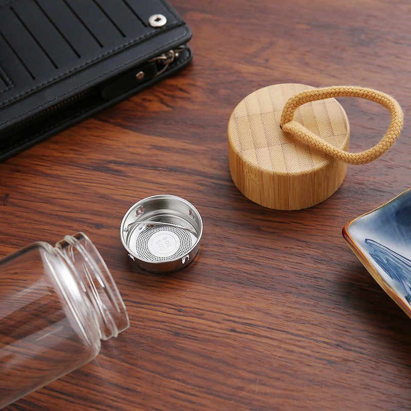 Single Layer European Style Bamboo Lid Portable Cup