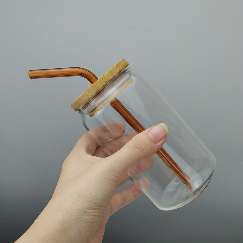 350ml Borosilicate Glass With Bamboo Lid and Straw