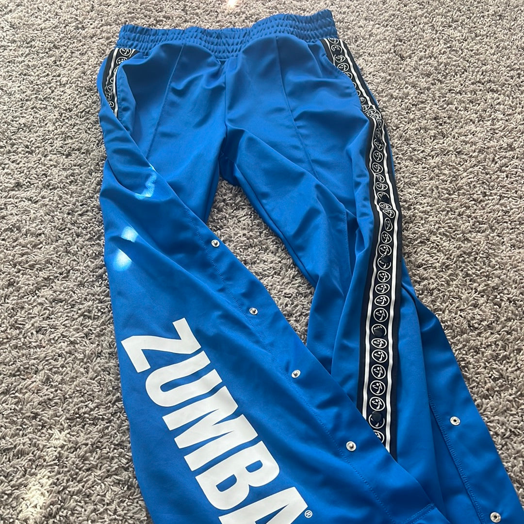 Long blue snap up pants