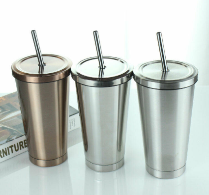 500ML Stainless Steel Tumbler with Straw Lids
