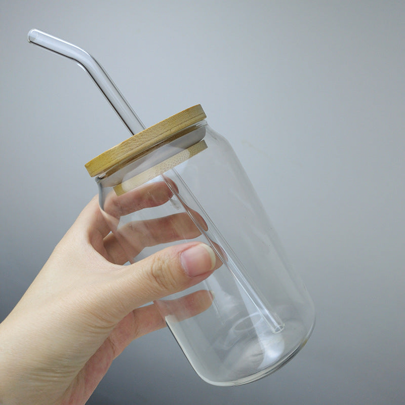 350ml Borosilicate Glass With Bamboo Lid and Straw