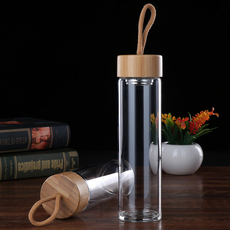 Single Layer European Style Bamboo Lid Portable Cup